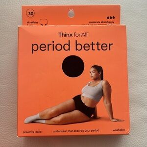 NEW! Thinx for all black high waist period panty
